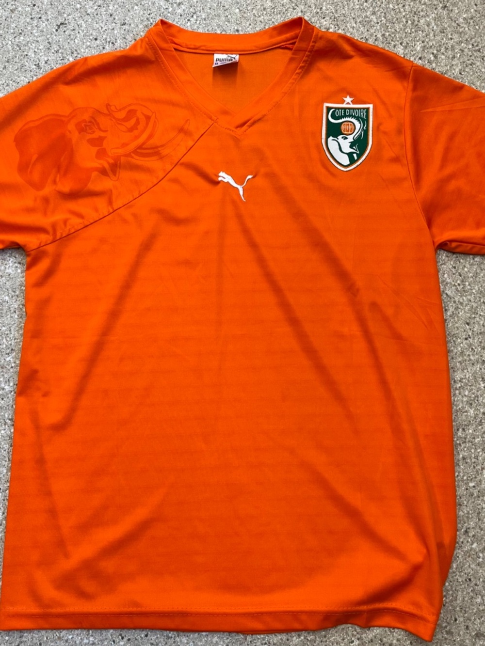 PUMA Ivory Coast 2010s Orange Soccer Jersey Size L Embroidered Patch